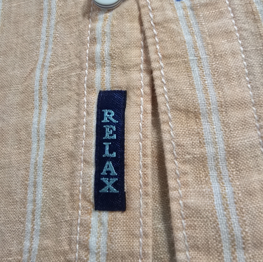 Tommy Bahama Relax Linen Shirt Men’s M Orange Peach Long Sleeve Button Striped - Picture 7 of 14